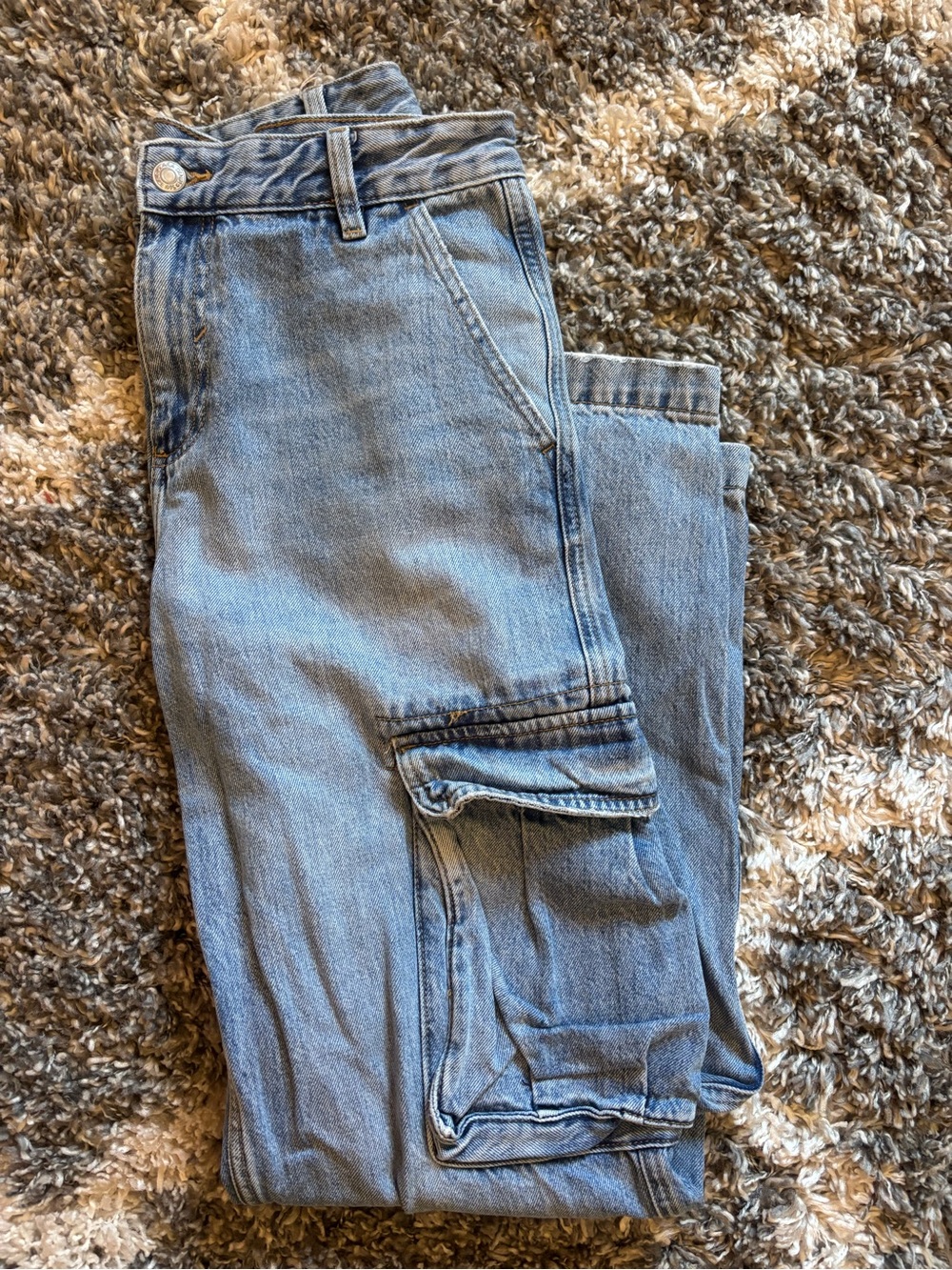 Zara Men's Light Blue Cargo Jeans